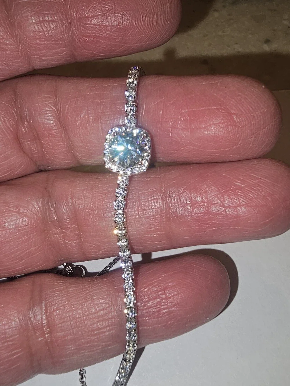NWT Sterling Silver Moissanite Adjustable Bolo Tennis Bracelet 1CT D Color